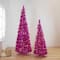 6ft. Pre-Lit Pink Tinsel Pop-Up Artificial Christmas Tree, Clear Lights